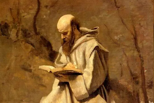"Moine blanc, assis, lisant" av Jean-Baptiste Camille Corot  (1796–1875) 