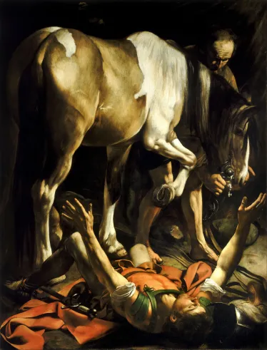 Caravaggios maleri av Paulus som faller av hesten