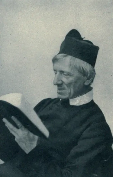 Fotografi av John Henry Newman som leser en bok