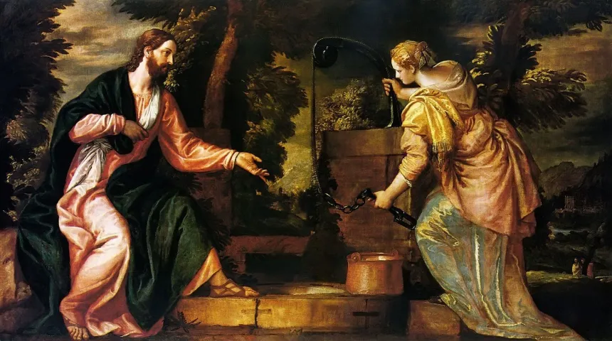 Veroneses maleri av Jesus og den samaritanske kvinnen