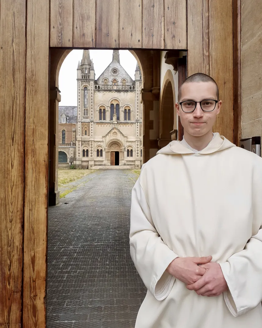 Portrait of Dom Irenaeus Eira at the door of his monastic cell.  