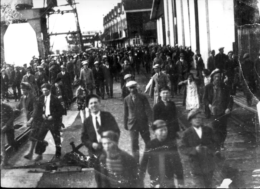Demonstrerende arbeidere under Menstadslaget i 1931