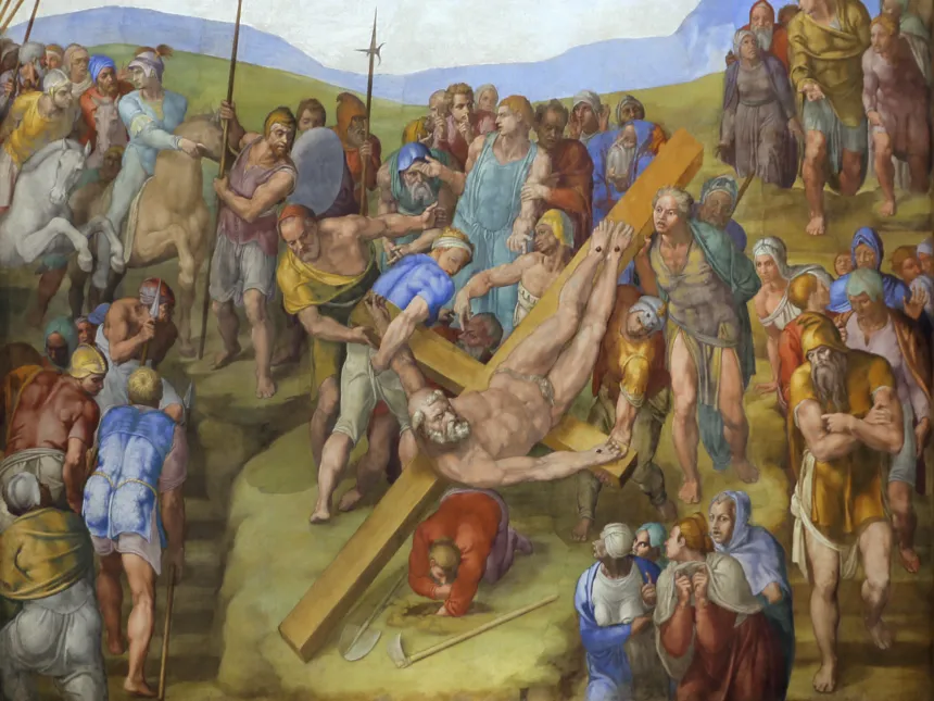 Michelangelos maleri av Peters korsfestelse