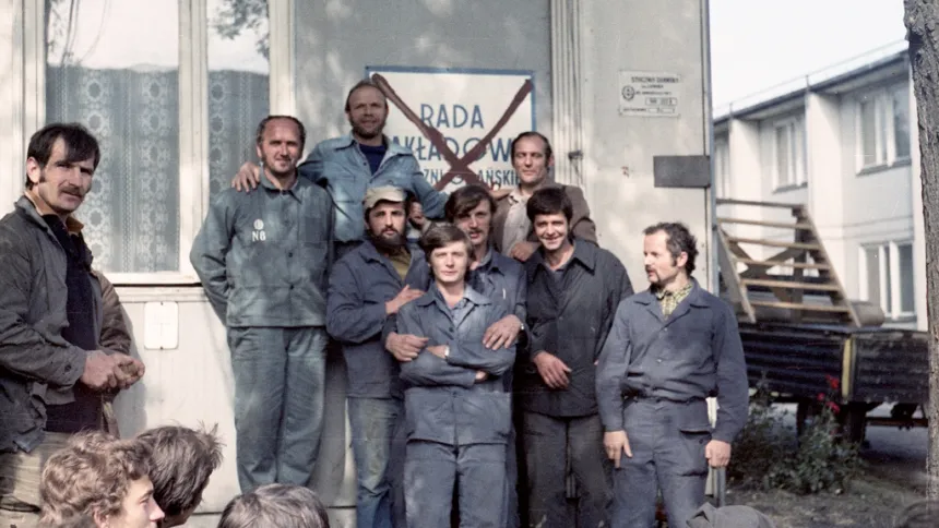 Arbeidere streiker i Polen på 80-tallet