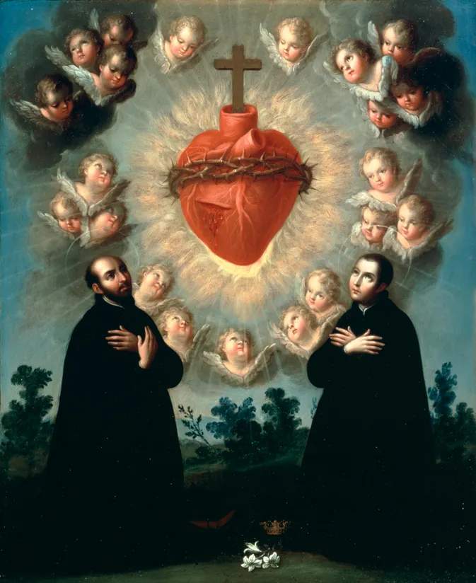  José de Páez' maleri av Jesu hjerte med de hellige Ignatius og Aloysius