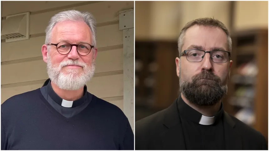 P. Arne Marco Kirsebom og biskop Fredrik Hansen