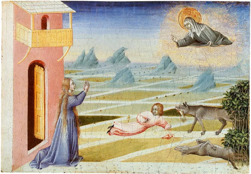  Giovanni di Paolos maleri av den hellige Klara som redder et barn