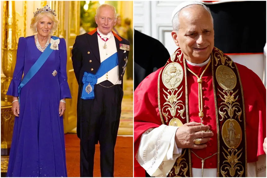 Kong Charles, dronning Camilla og pave Leo XIV