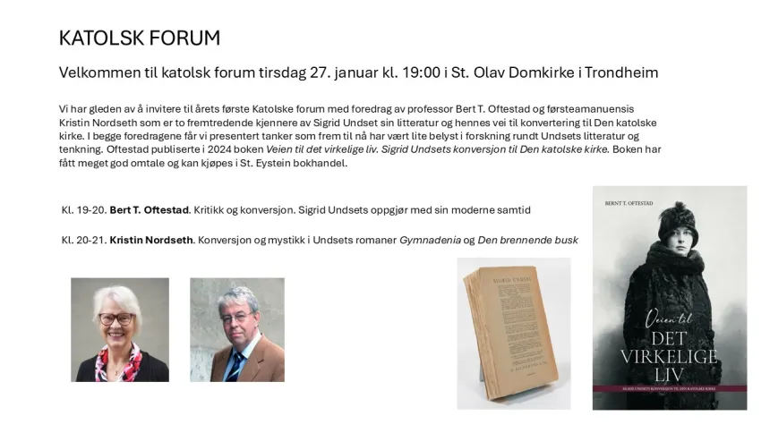 Plakat med informasjon og invitasjon til Katolsk forum