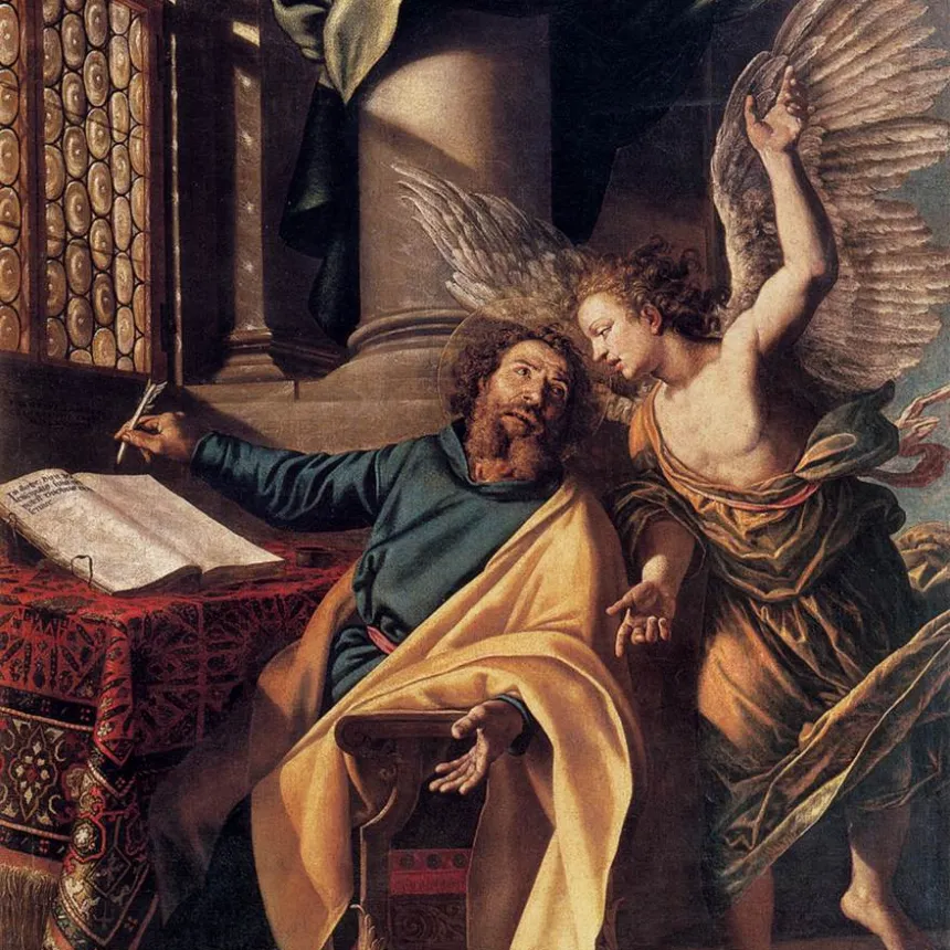 Vincenzo Campis maleri av Matteus som inspireres av en engel